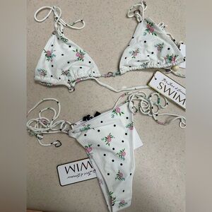 For Love And Lemons White Floral Bikini